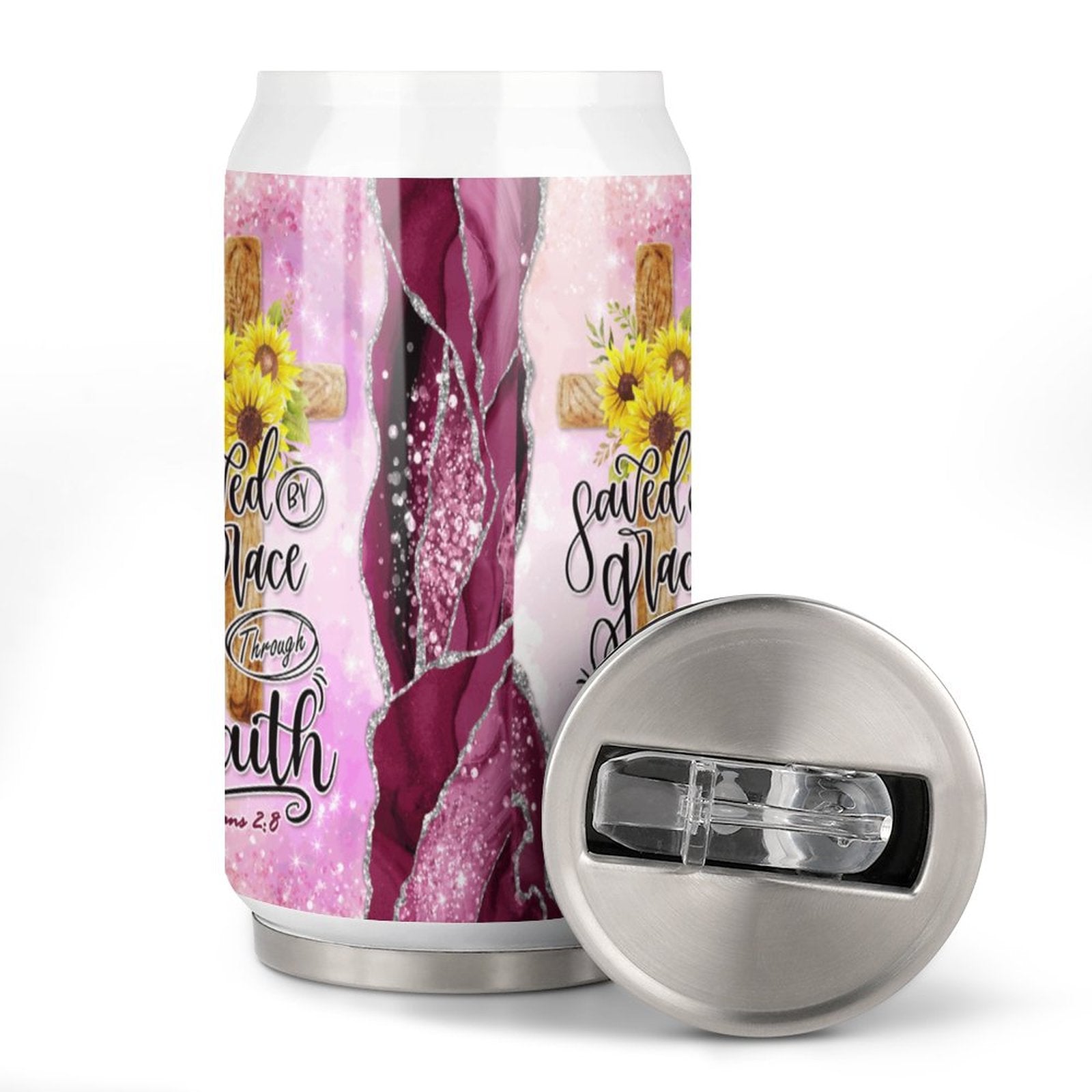 Saved By Grace Through Faith Unique Christian Stainless Steel Tumbler with Straw SALE-Personal Design