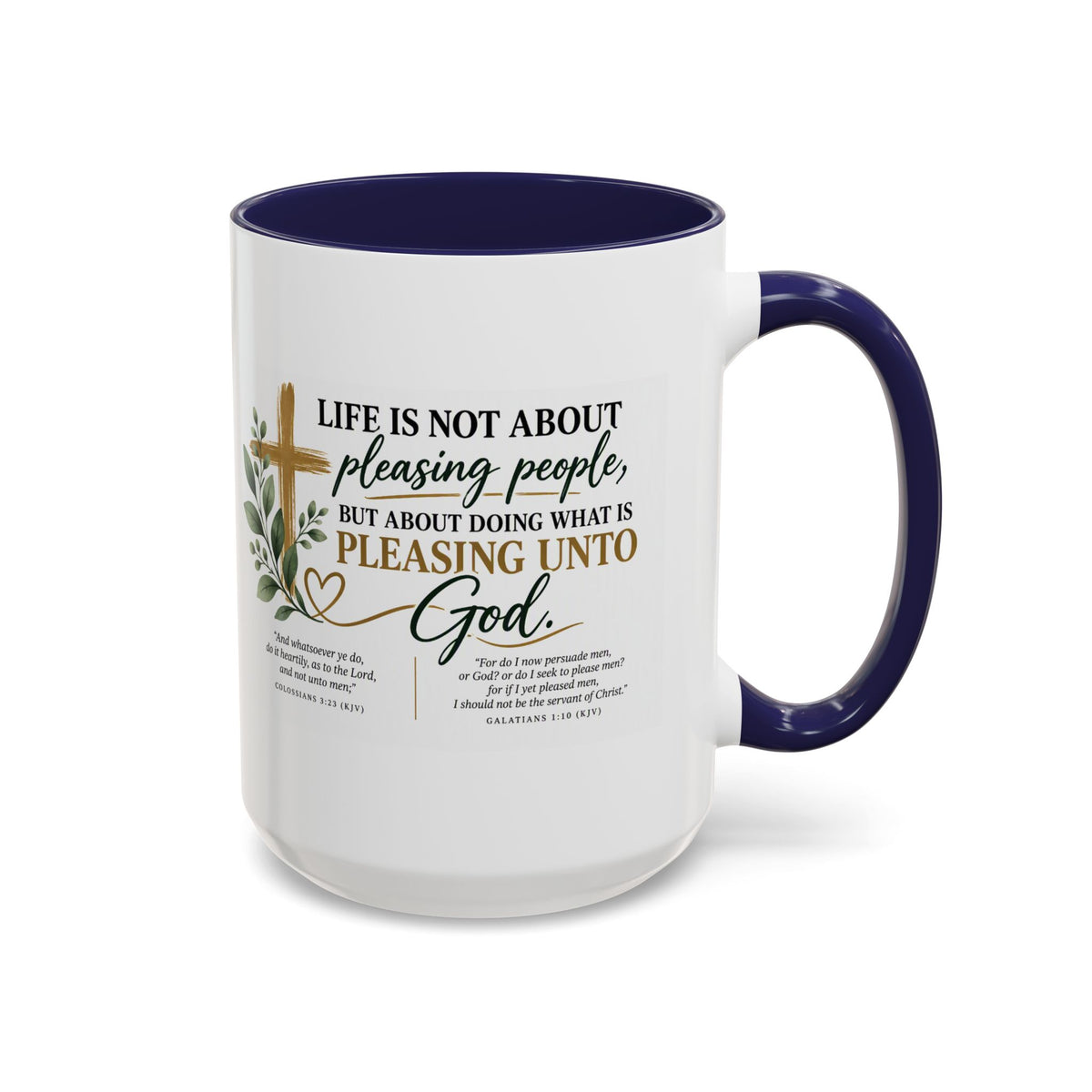 Christian Coffee Mug – "Pleasing Unto God" Inspirational Accent Mug (11/15oz)