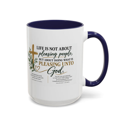 Christian Coffee Mug – "Pleasing Unto God" Inspirational Accent Mug (11/15oz)