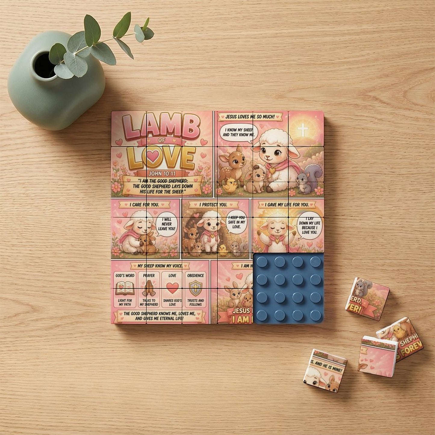Lamb of Love – Building Block Puzzle Ornament - ClaimedbyGodDesigns