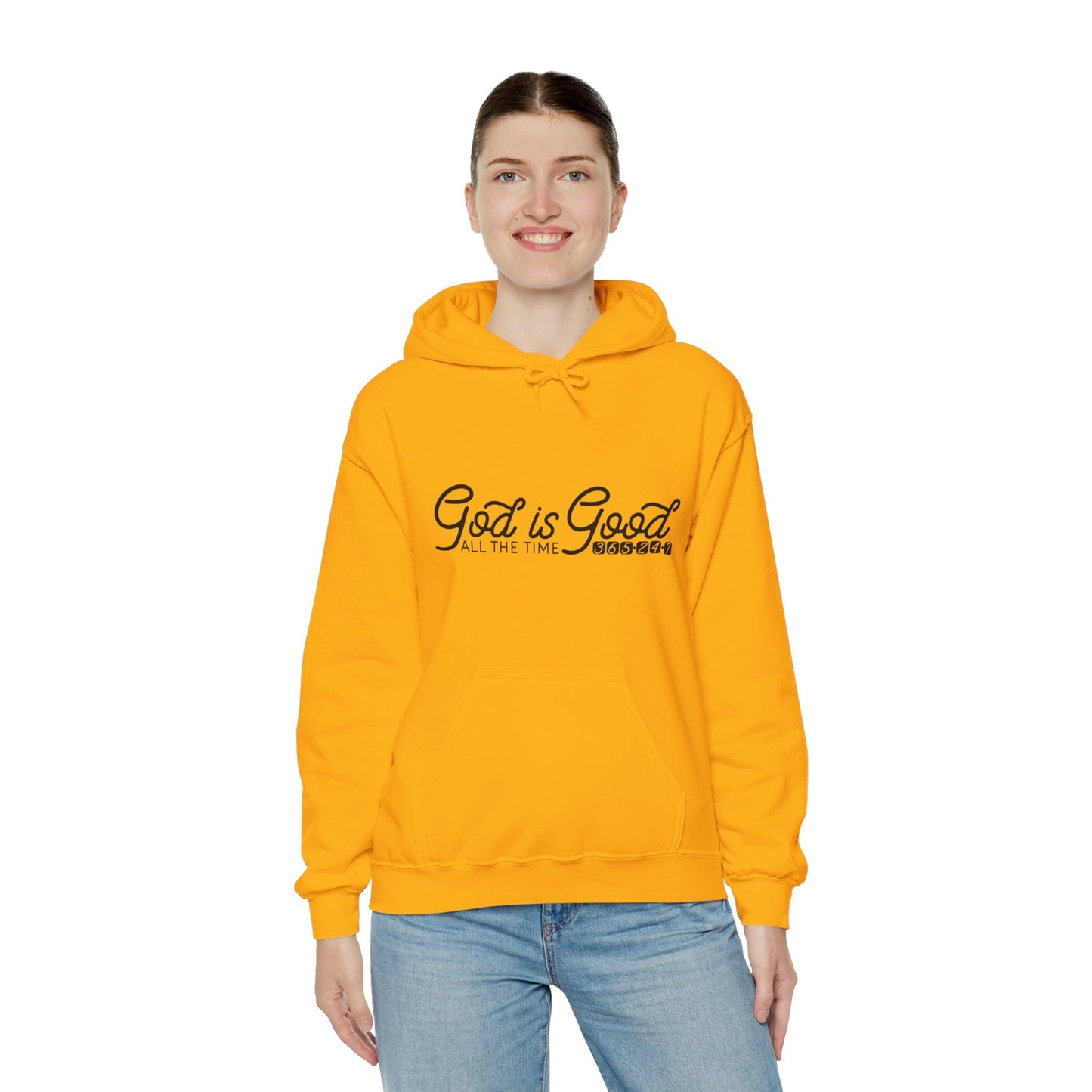 God Is Good All The Time 365 24 7 Unisex Christian Hooded Pullover Sweatshirt