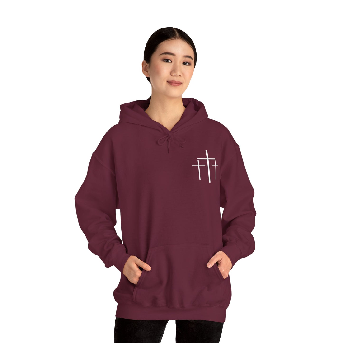 Faith Over Fear 3 Crosses  Unisex Christian Hooded Pullover Sweatshirt