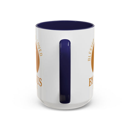 Inspirational Accent Coffee Mug - Blessed, Saved, Loved by Him | John 3:16