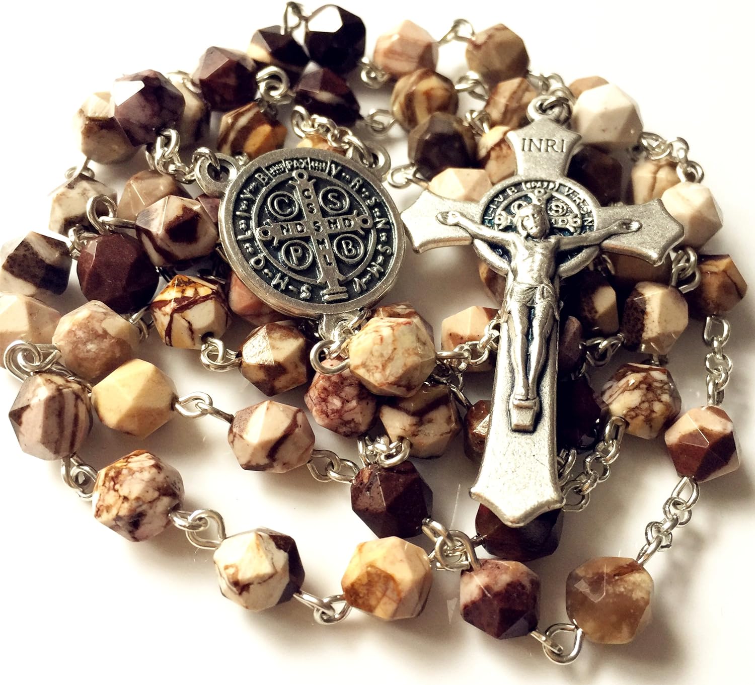 Saint St. BENEDICT Rosary Cross Necklace Gift Box claimedbygoddesigns