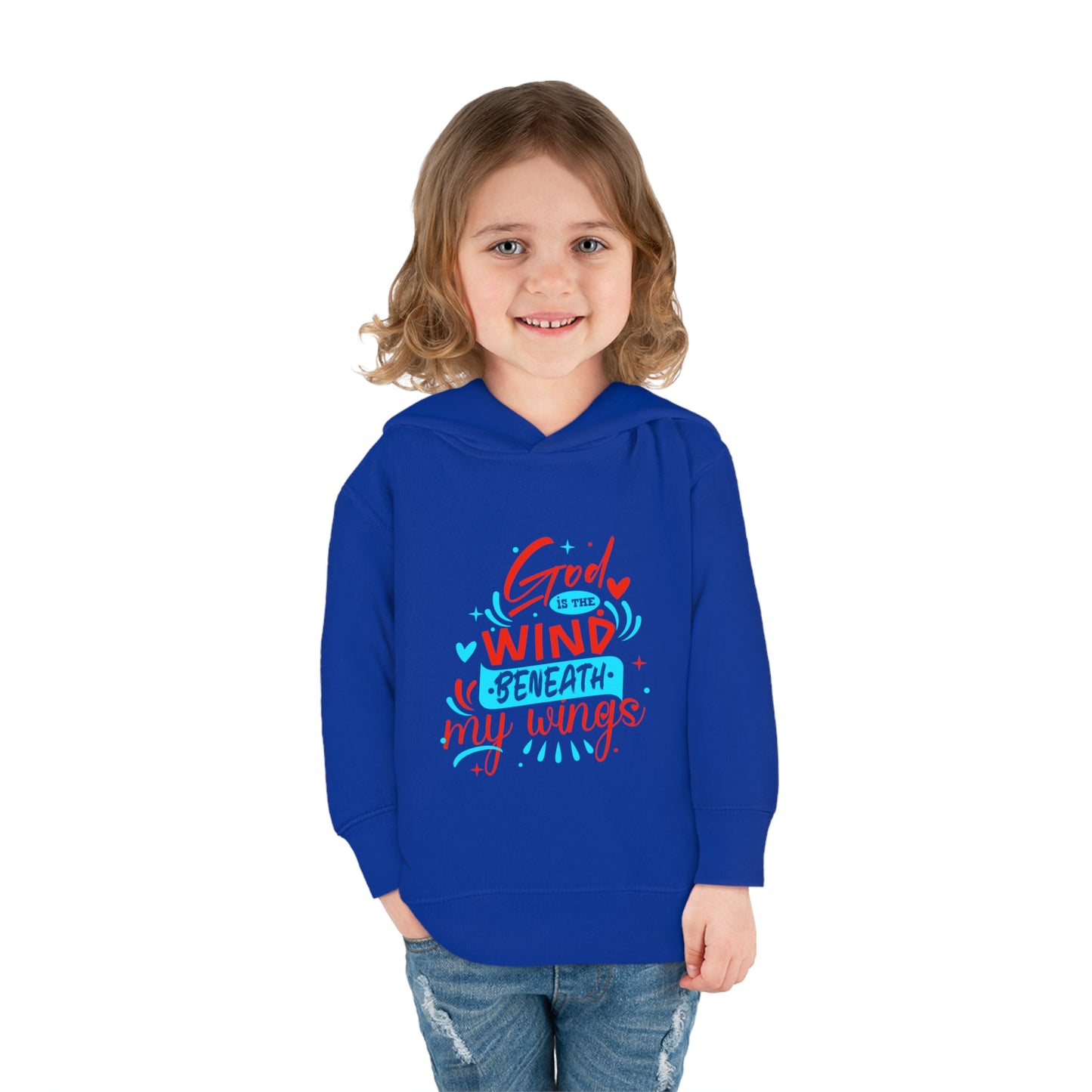 God Is The Wind Beneath My Wings Toddler Pullover Fleece Hoodie Printify