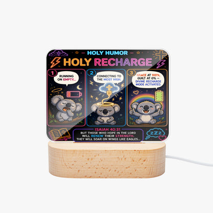 Holy Recharge Christian Square Acrylic Nigh Light - Luminous Base - ClaimedbyGodDesigns