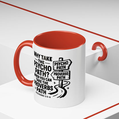 Inspirational Quote Accent Coffee Mug - Perfect Gift for Motivational Moments, Office Desk Essentials, Christian Gifts, Proverbs 3:5-6