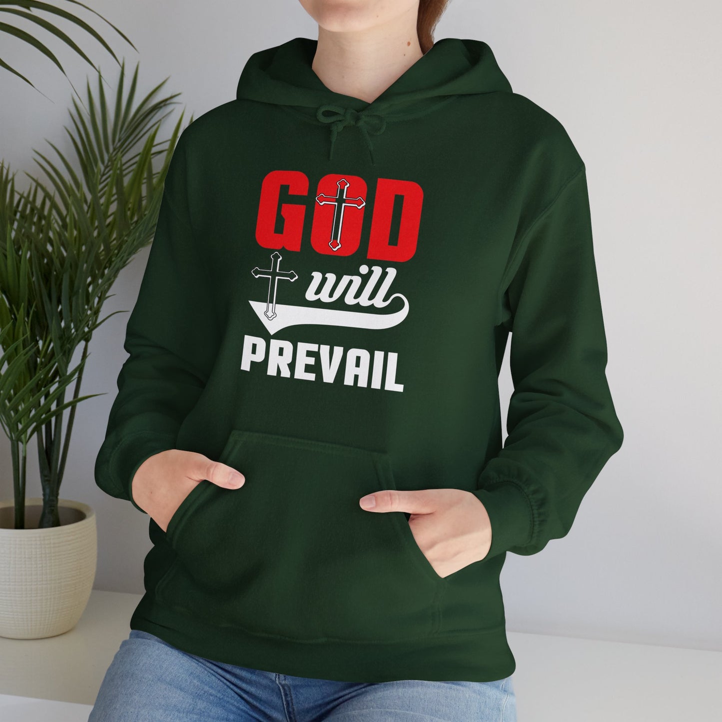 God Will Prevail Unisex Christian Hooded Pullover Sweatshirt