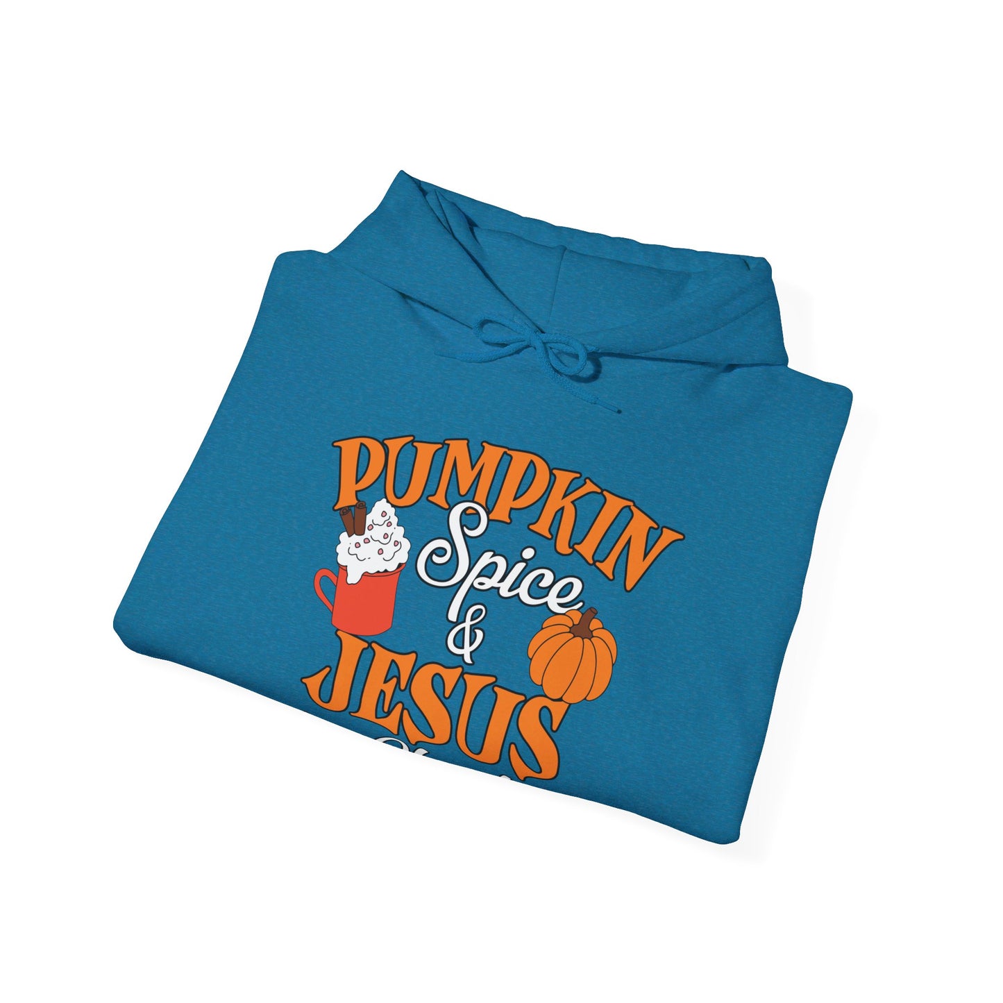 Pumpkin Spice And Jesus Christ Halloween Unisex Christian Pullover Hooded Sweatshirt