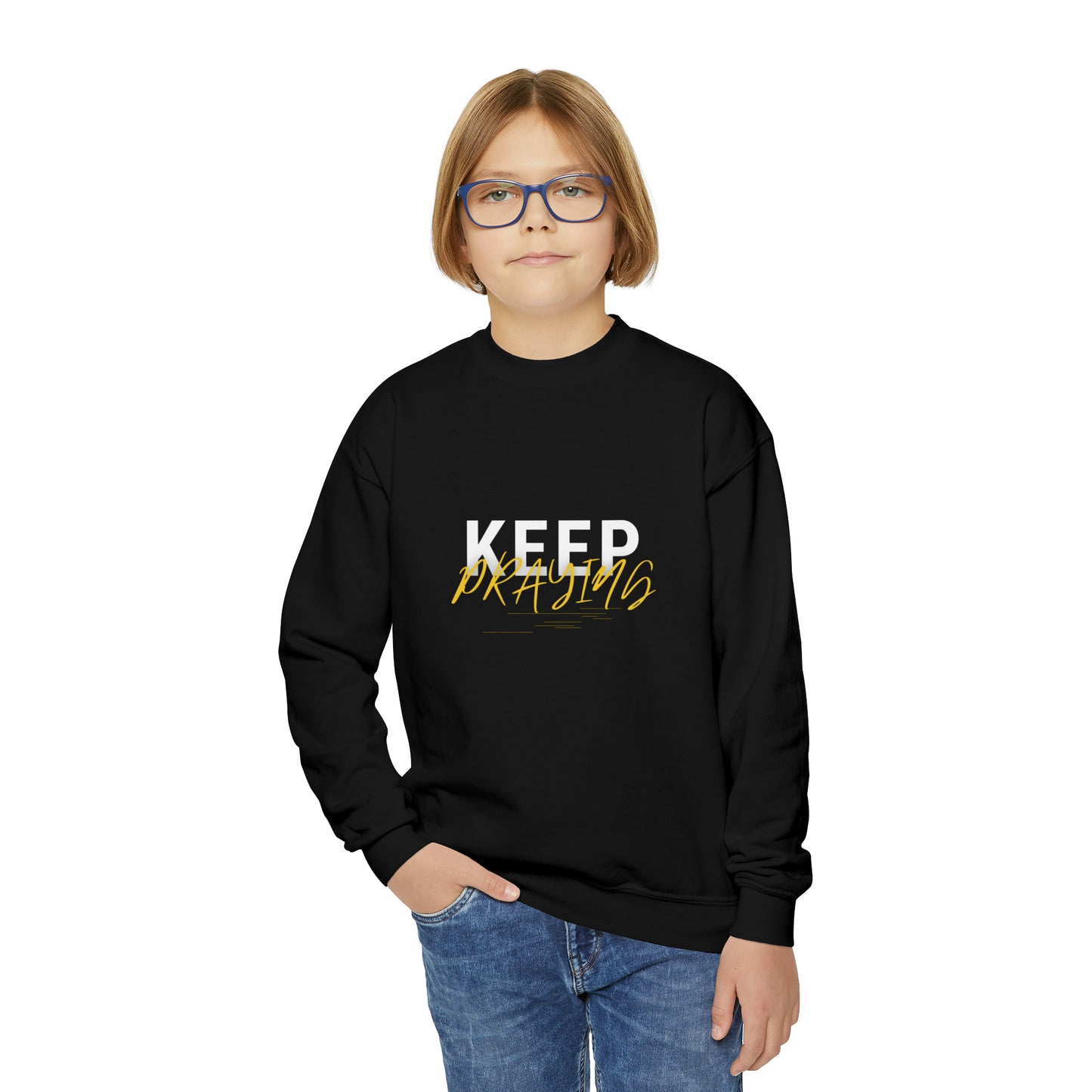 Keep Praying Youth Christian Sweatshirt Printify
