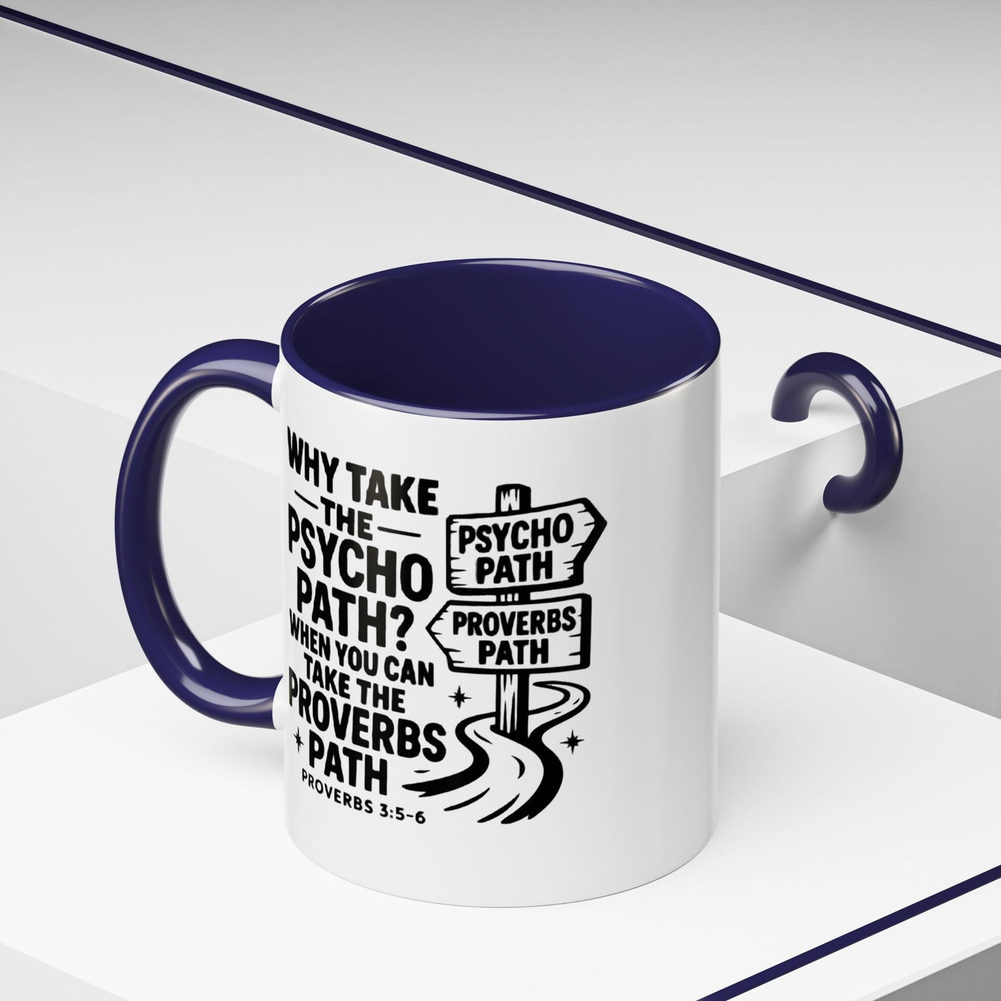 Inspirational Quote Accent Coffee Mug - Perfect Gift for Motivational Moments, Office Desk Essentials, Christian Gifts, Proverbs 3:5-6