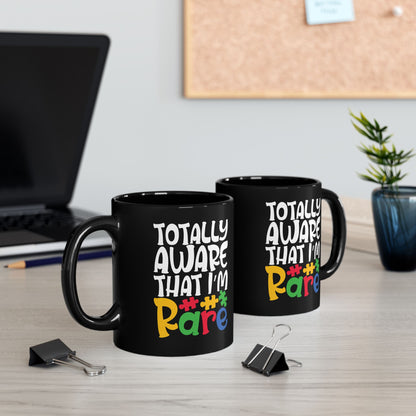 Rare Autism Awareness Black Mug - Fun Colorful Coffee Cup