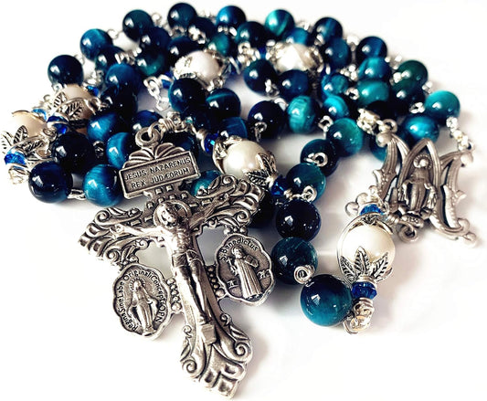 Our Lady of Grace Rosary Cross Necklace Gift Box claimedbygoddesigns