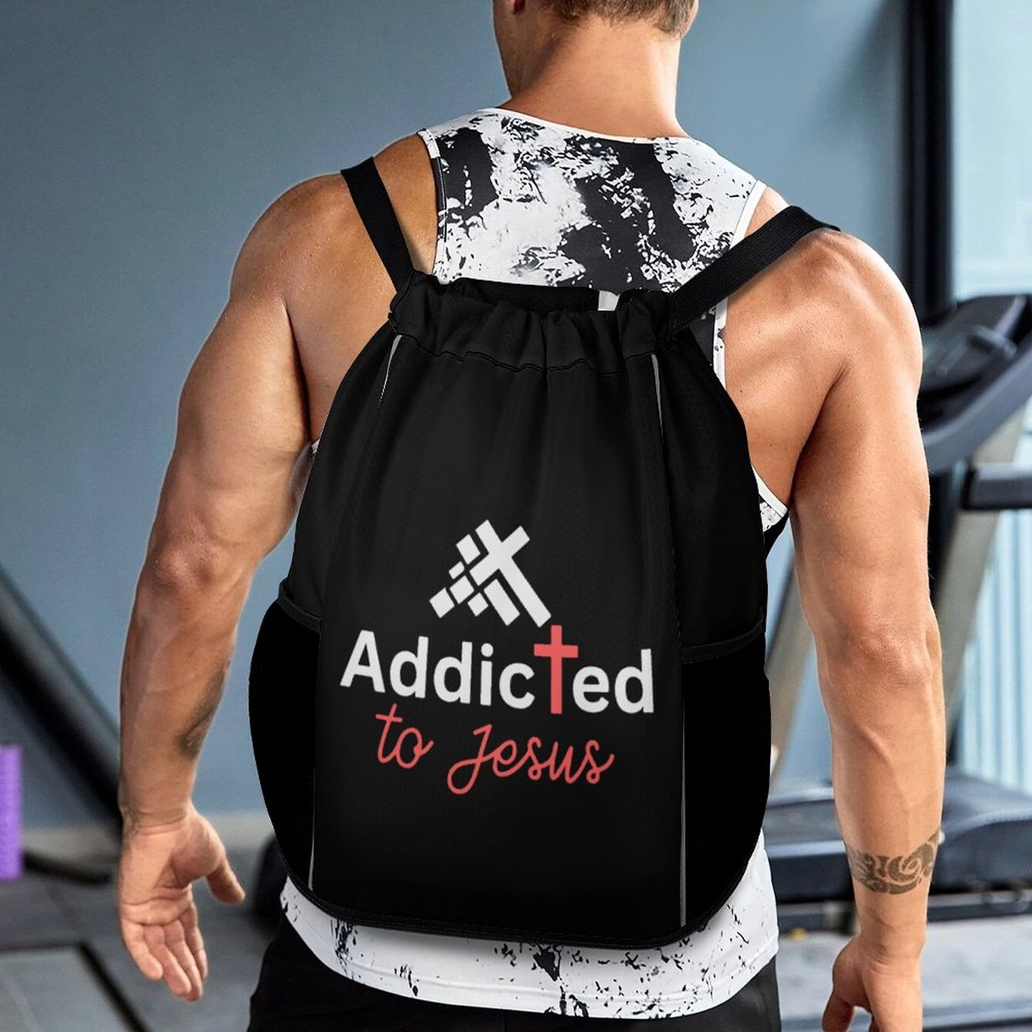 Addicted To Jesus Christian Waffle Cloth Drawstring Bag SALE-Personal Design