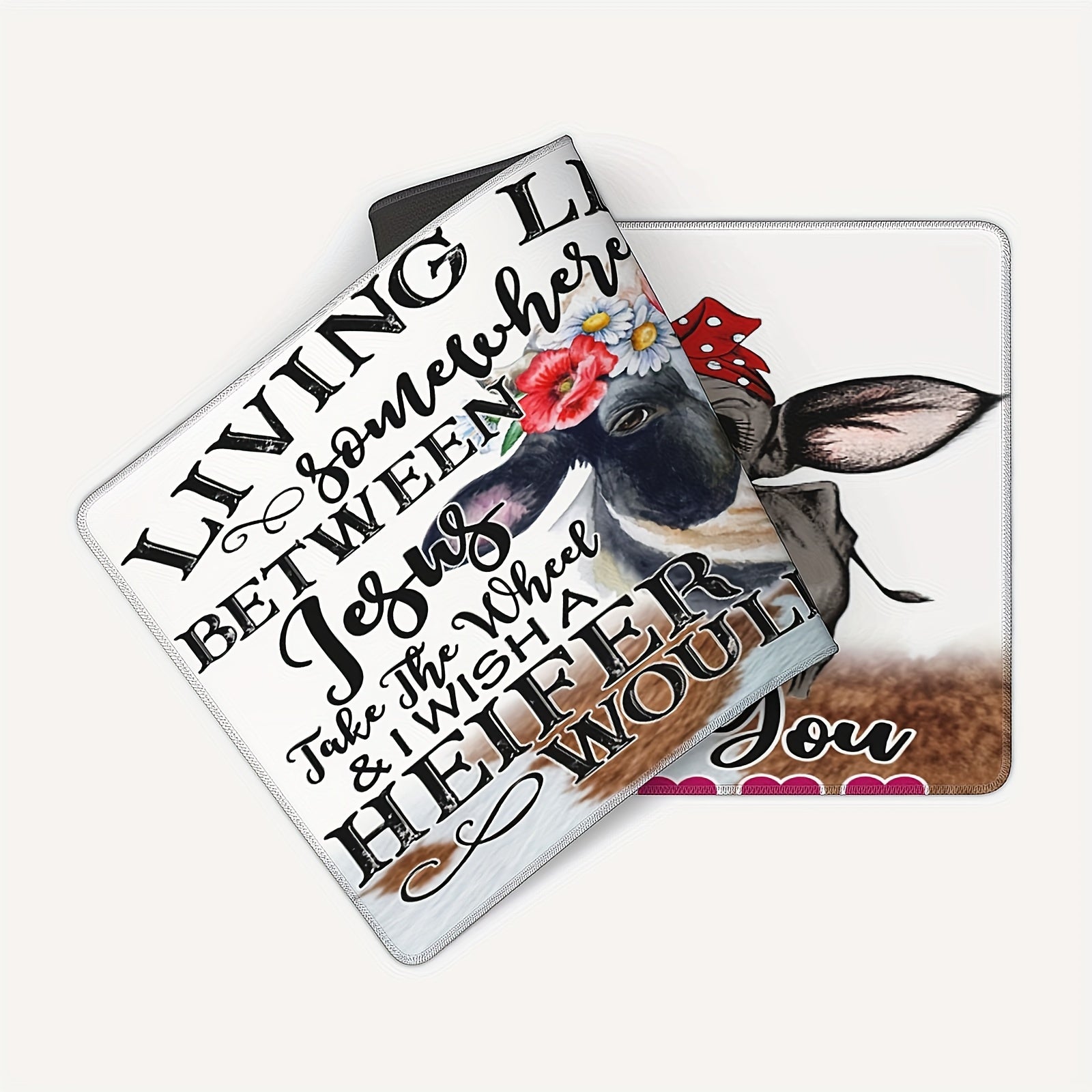 Living Life Somewhere Between Jesus Take The Wheel And I Wish A Heifer Would Computer Keyboard Mouse Pad 11.8x31.5 claimedbygoddesigns