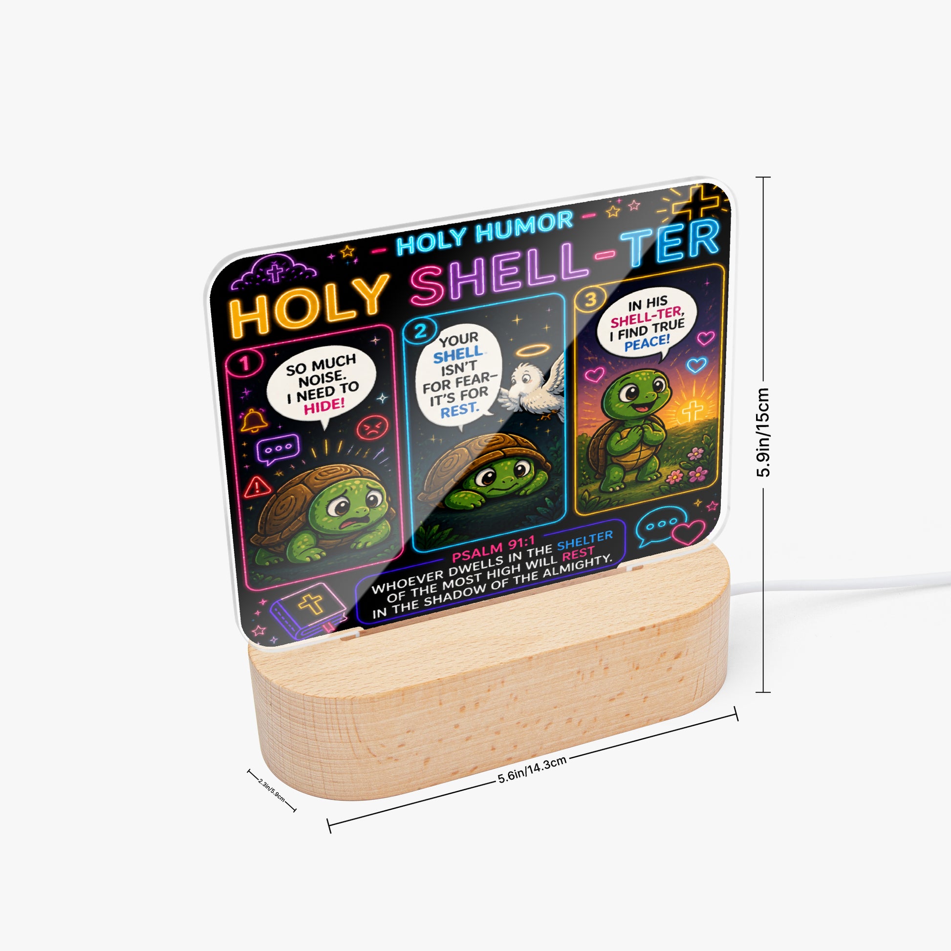Holy Shell - Ter Christian Square Acrylic Nigh Light - Luminous Base - ClaimedbyGodDesigns