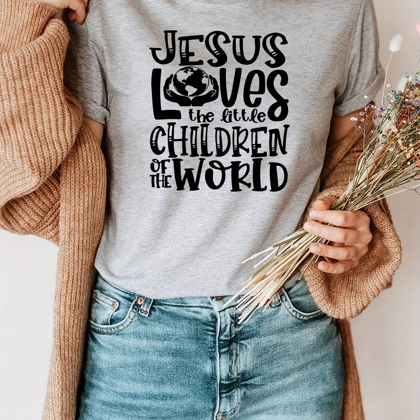 Jesus Loves The Little Children Of The World Women's Christian T-shirt claimedbygoddesigns