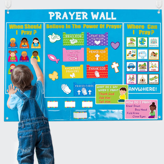 37Pcs Prayer Wall Felt Story Board Set with Prayer Story Card Christian Activity For Kids claimedbygoddesigns