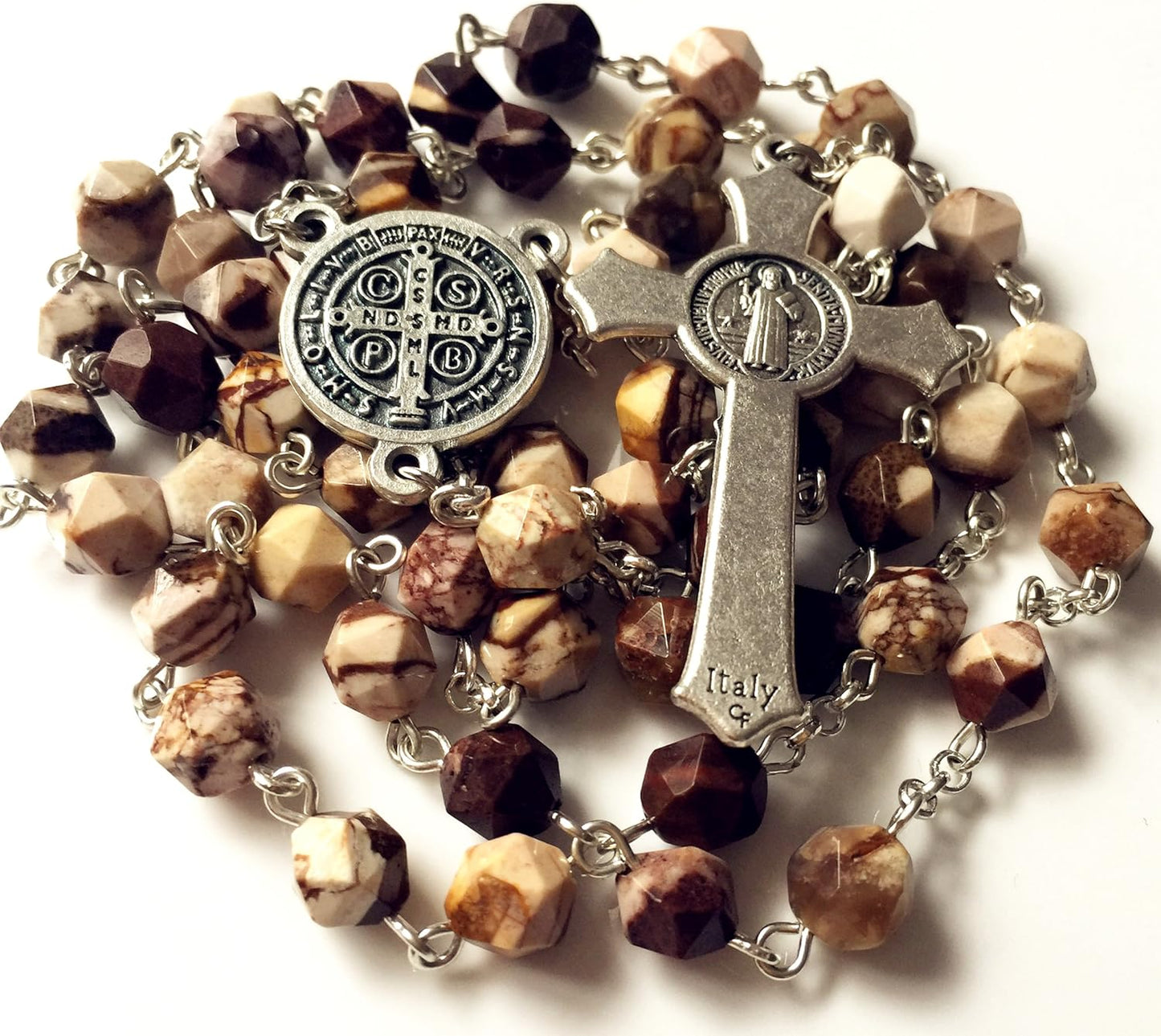 Saint St. BENEDICT Rosary Cross Necklace Gift Box claimedbygoddesigns