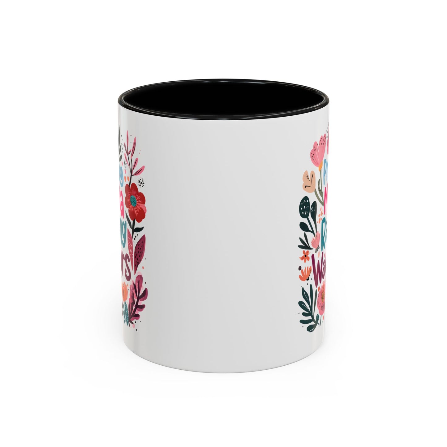 Floral Inspirational Coffee Accent Mug - Praying Mama Raising Warriors, Gift for Moms, Mother's Day Mug, Motivational Cup, Unique Kitchenware