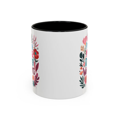 Floral Inspirational Coffee Accent Mug - Praying Mama Raising Warriors, Gift for Moms, Mother's Day Mug, Motivational Cup, Unique Kitchenware