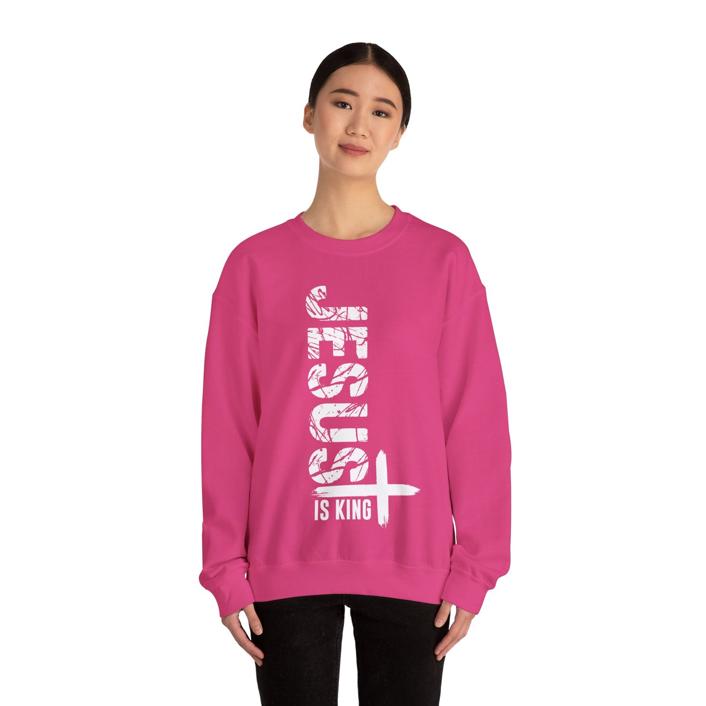 Jesus Is King Unisex Heavy Blend™ Crewneck Christian Sweatshirt