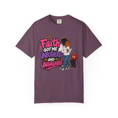 Faith Got Me Unbothered T-Shirt — Christian Inspirational Graphic Tee - ClaimedbyGodDesigns