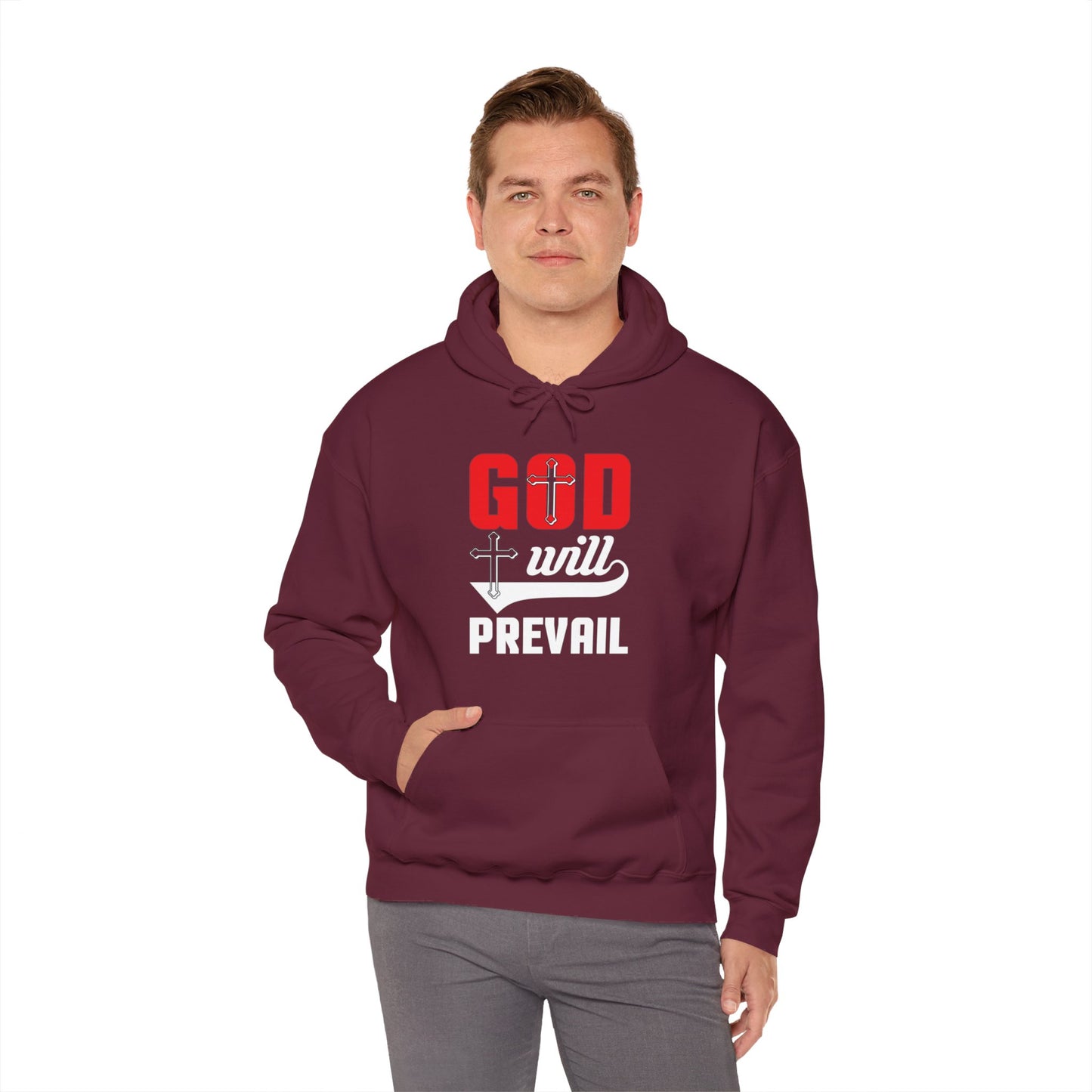 God Will Prevail Unisex Christian Hooded Pullover Sweatshirt