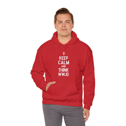 Keep Calm And Think What Would He Do (wwjd)Unisex Christian Hooded Pullover Sweatshirt