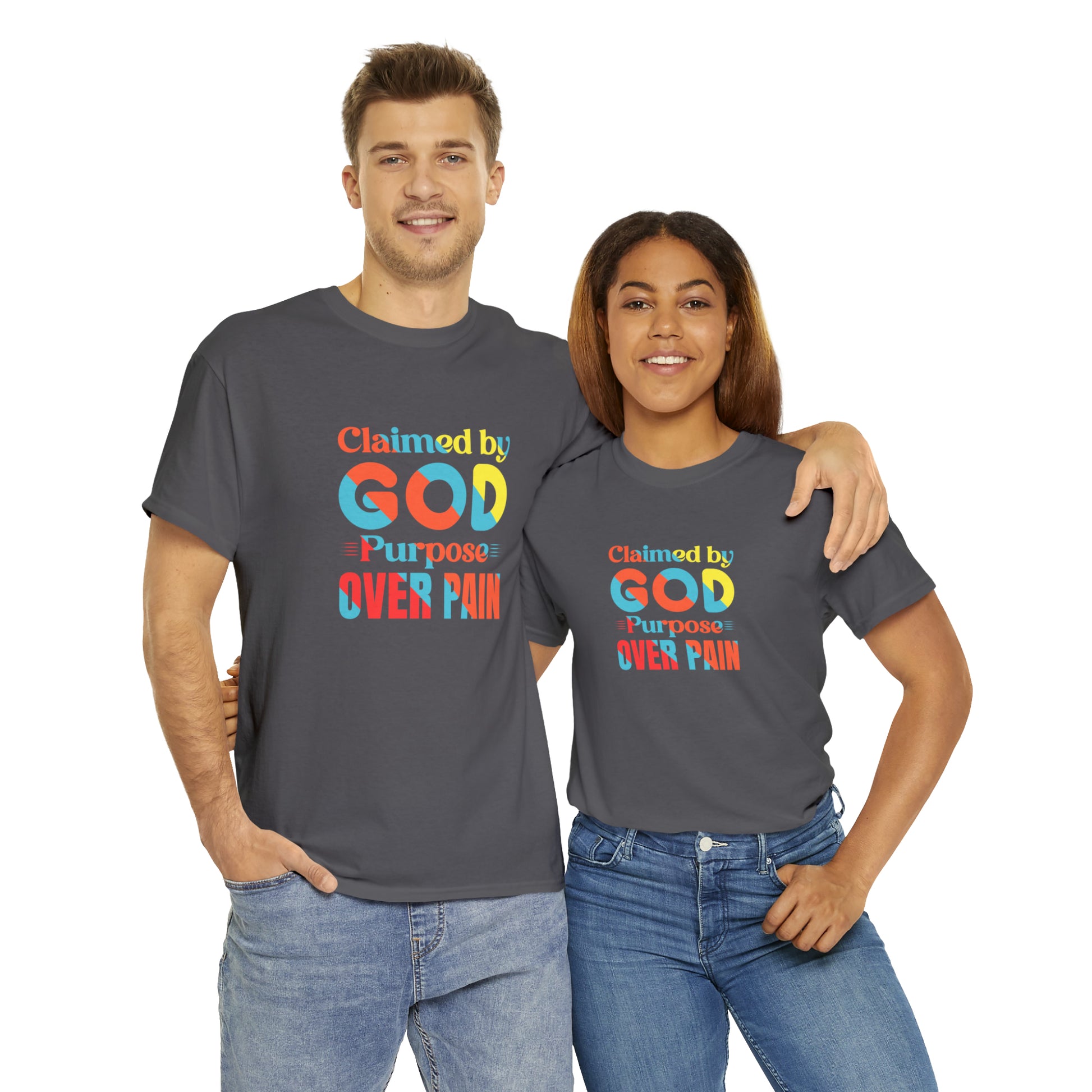 Claimed By God Purpose Over Pain Unisex Heavy Cotton Tee Printify