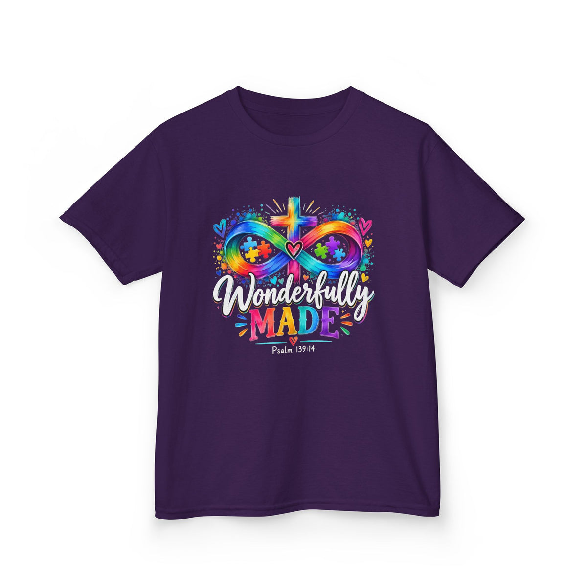 Youth Autism Awareness T-Shirt — Rainbow Infinity Heart "You’re Proud, You’re Made" Graphic Tee