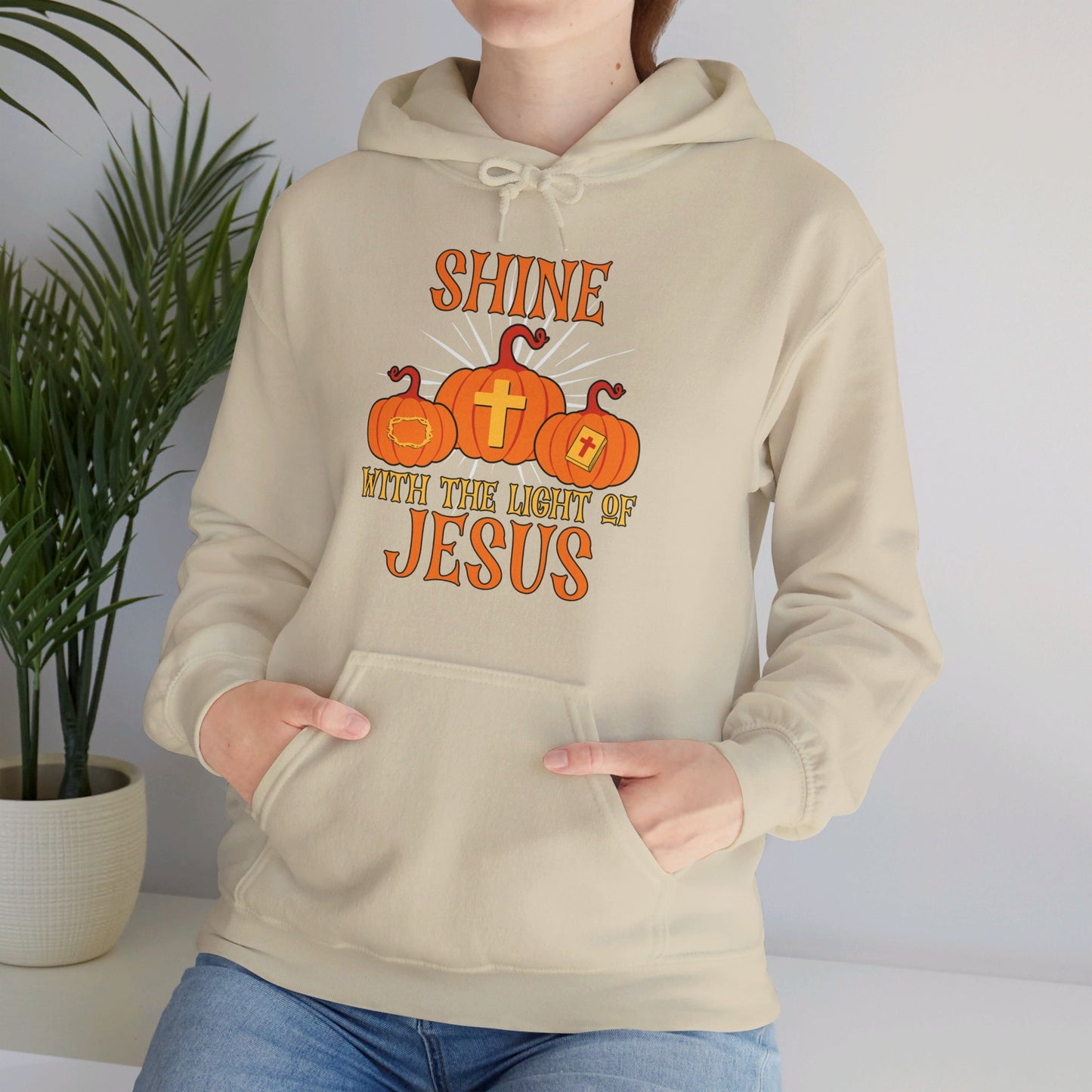 Shine With The Light Of Jesus Halloween Unisex Christian Pullover Hooded Sweatshirt