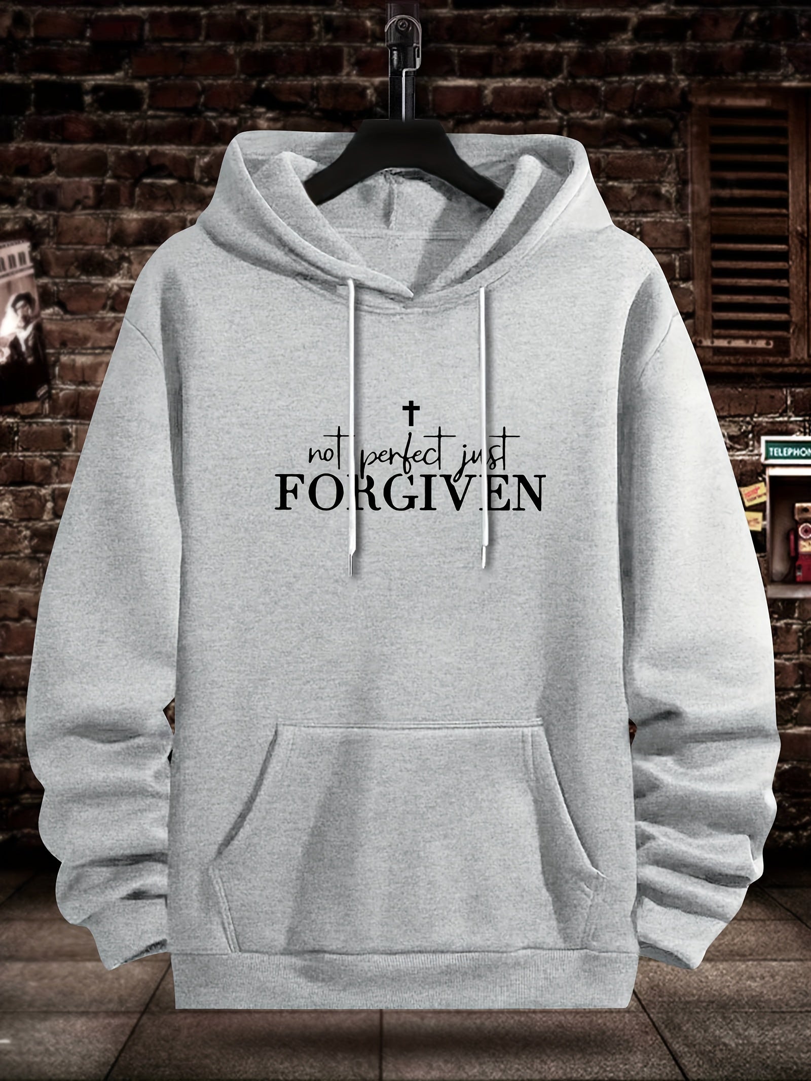 Not Perfect Just FORGIVEN Men's Christian Pullover Hooded Sweatshirt claimedbygoddesigns