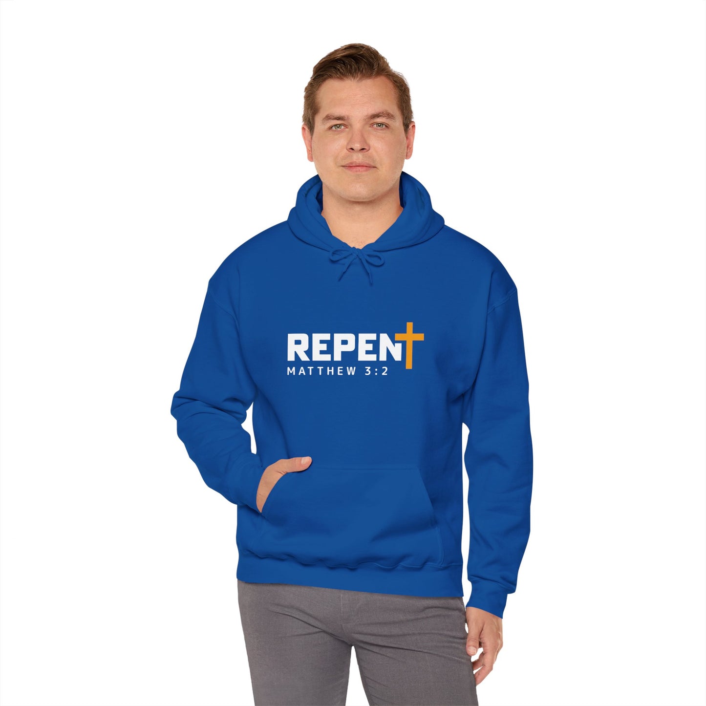 Repent (2) Christian Unisex Hooded Pullover Sweatshirt