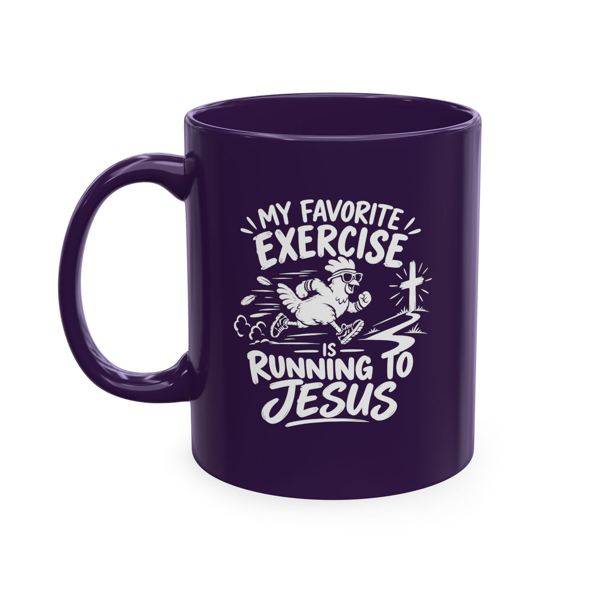 My Favorite Exercise Is Running to Jesus Christian Ceramic Mug