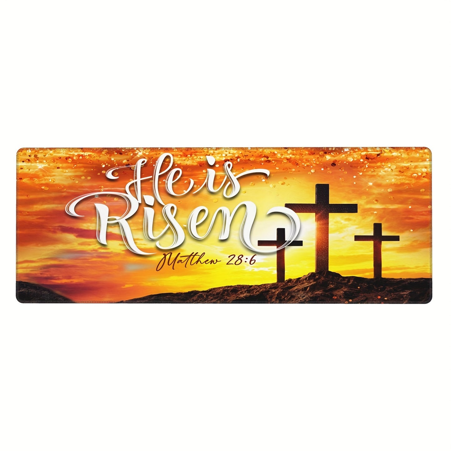 1pc Matthew 28:6 He Is Risen Christian Computer Keyboard Mouse Pad,11.8x31.5in claimedbygoddesigns