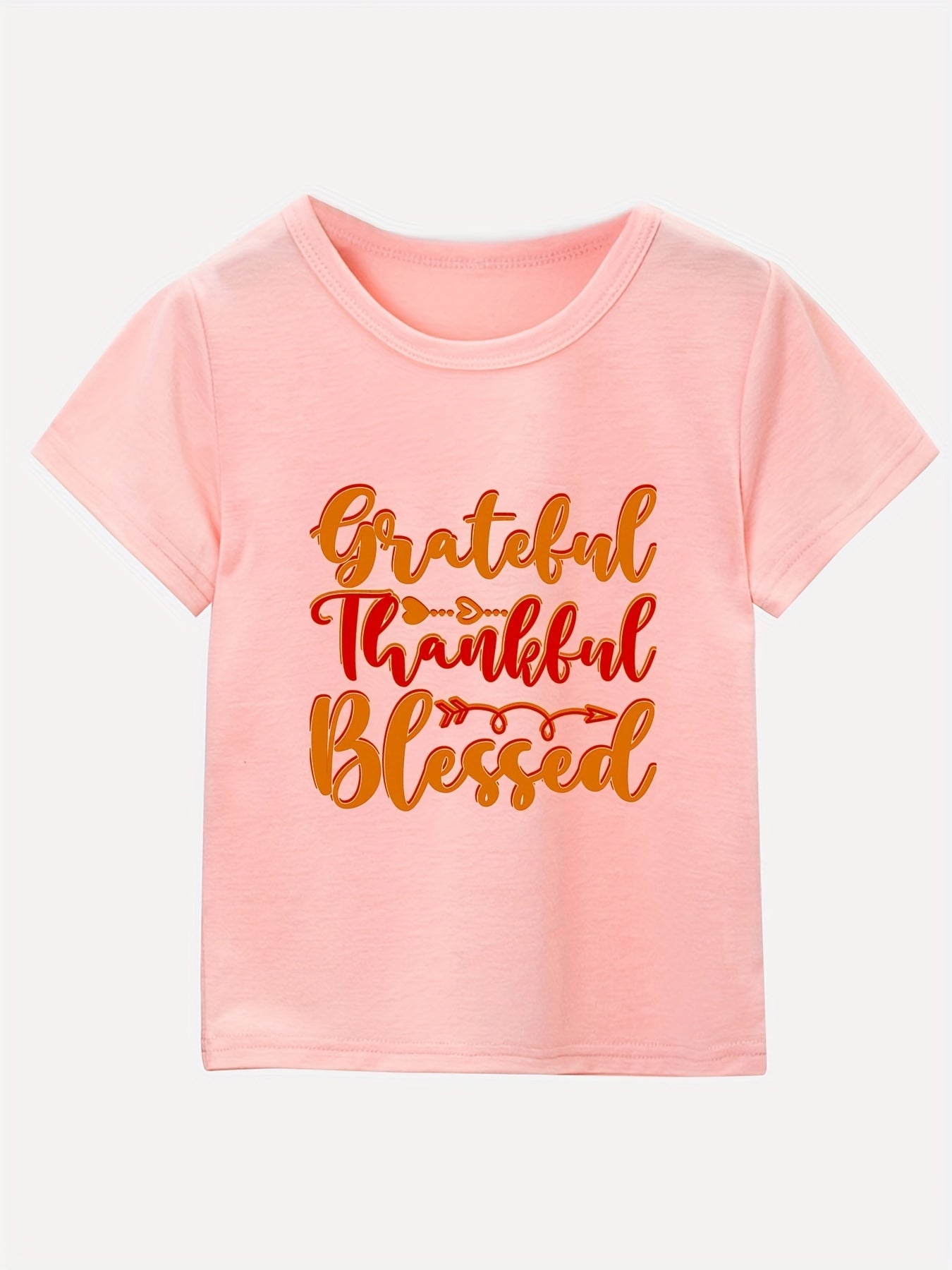 GRATEFUL THANKFUL BLESSED (thanksgiving themed) Youth Christian T-shirt claimedbygoddesigns