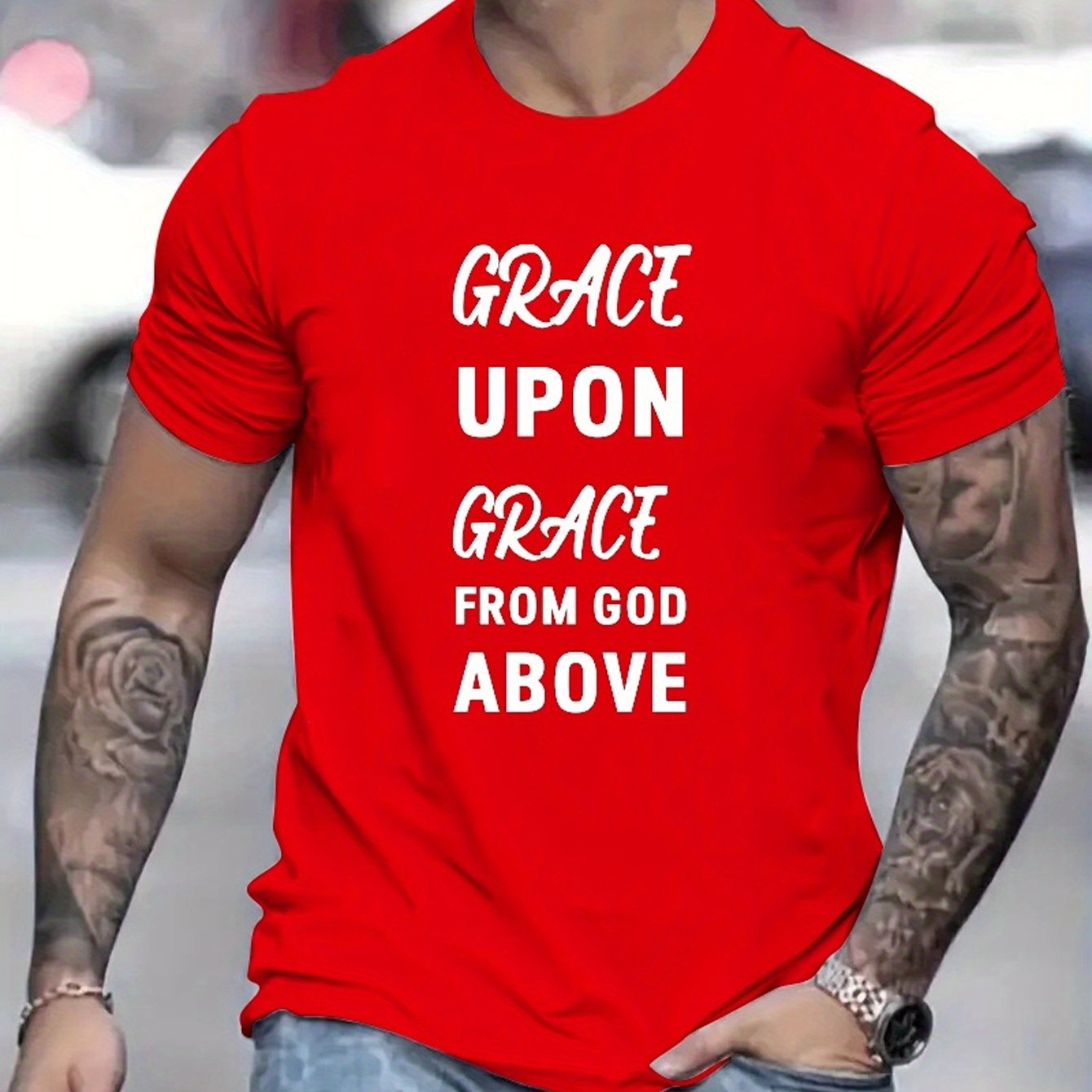 Grace Upon Grace From God Above Men's Christian T-shirt claimedbygoddesigns