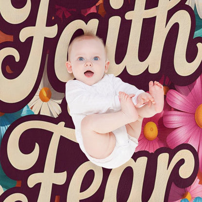 Faith Over Fear Christian Flannel Throw Blanket