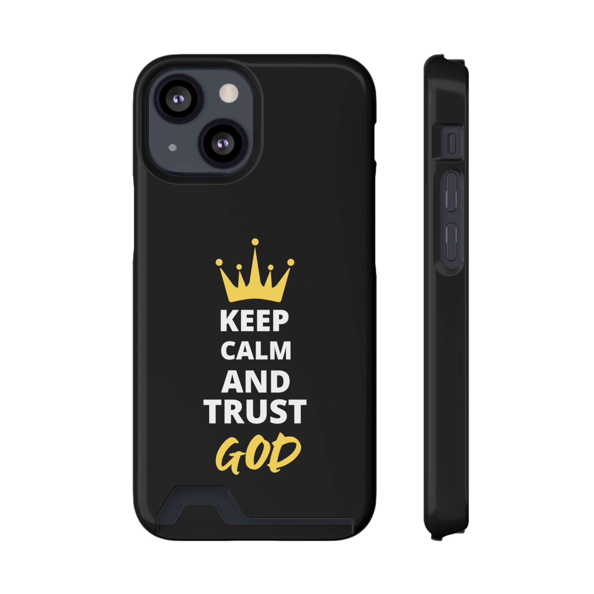 Keep Calm And Trust God Christian Phone Case With Card Holder Printify