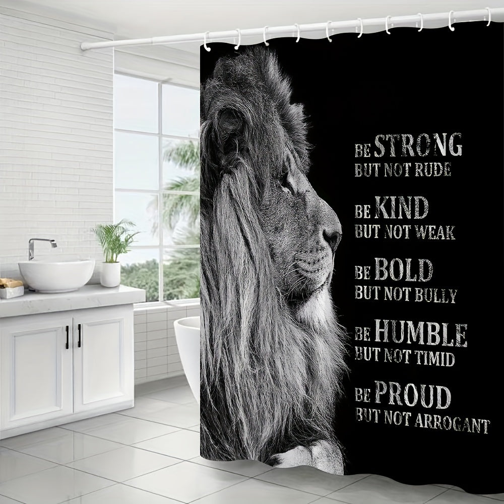 Be Strong, Kind, Bold, Humble & Proud Christian Shower Curtain With Hooks claimedbygoddesigns