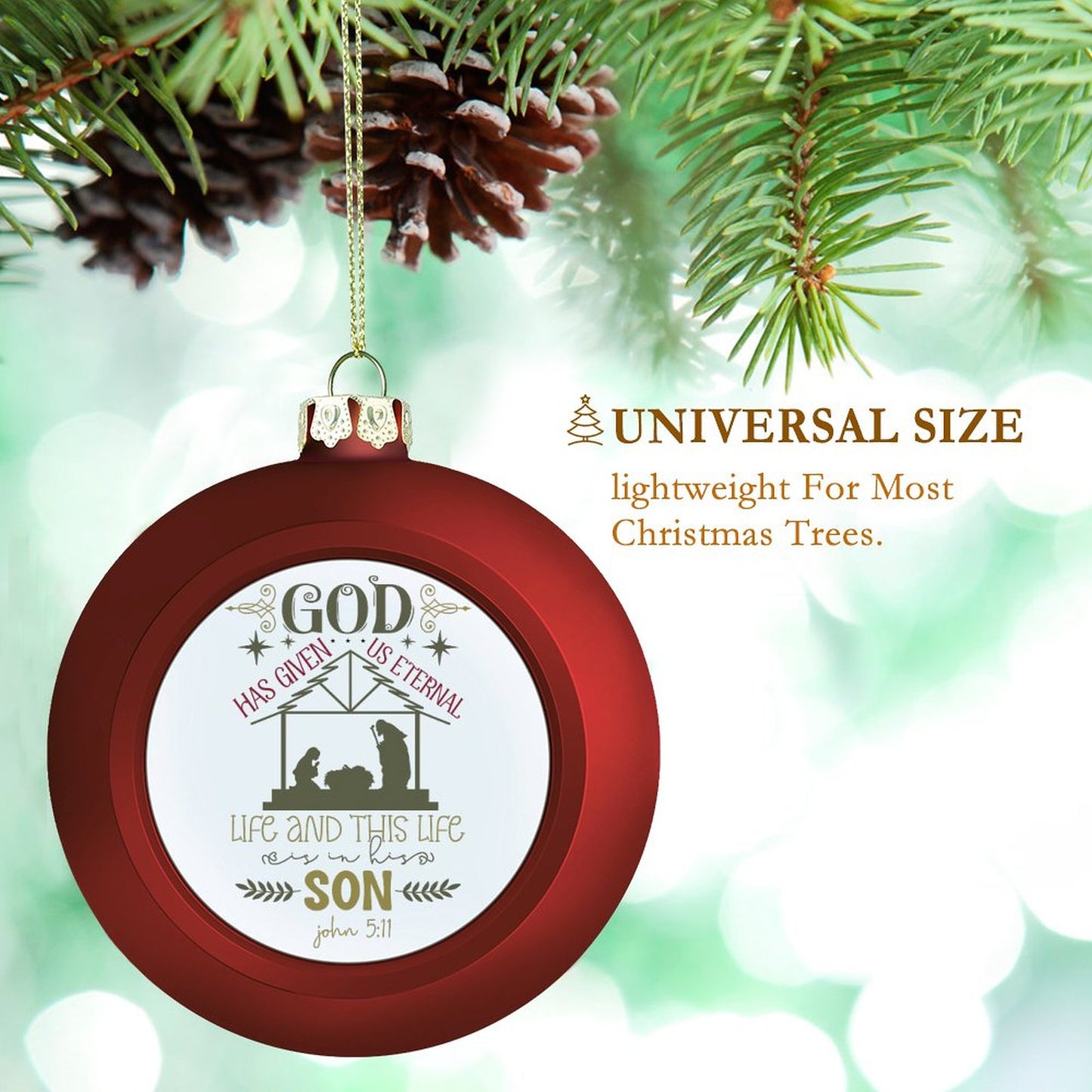 God Has Given Us Eternal Life Christian Christmas Tree Hanging Ball