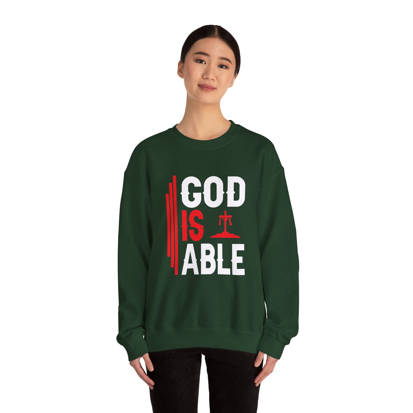 God Is Able  Unisex Heavy Blend™ Crewneck Christian Sweatshirt