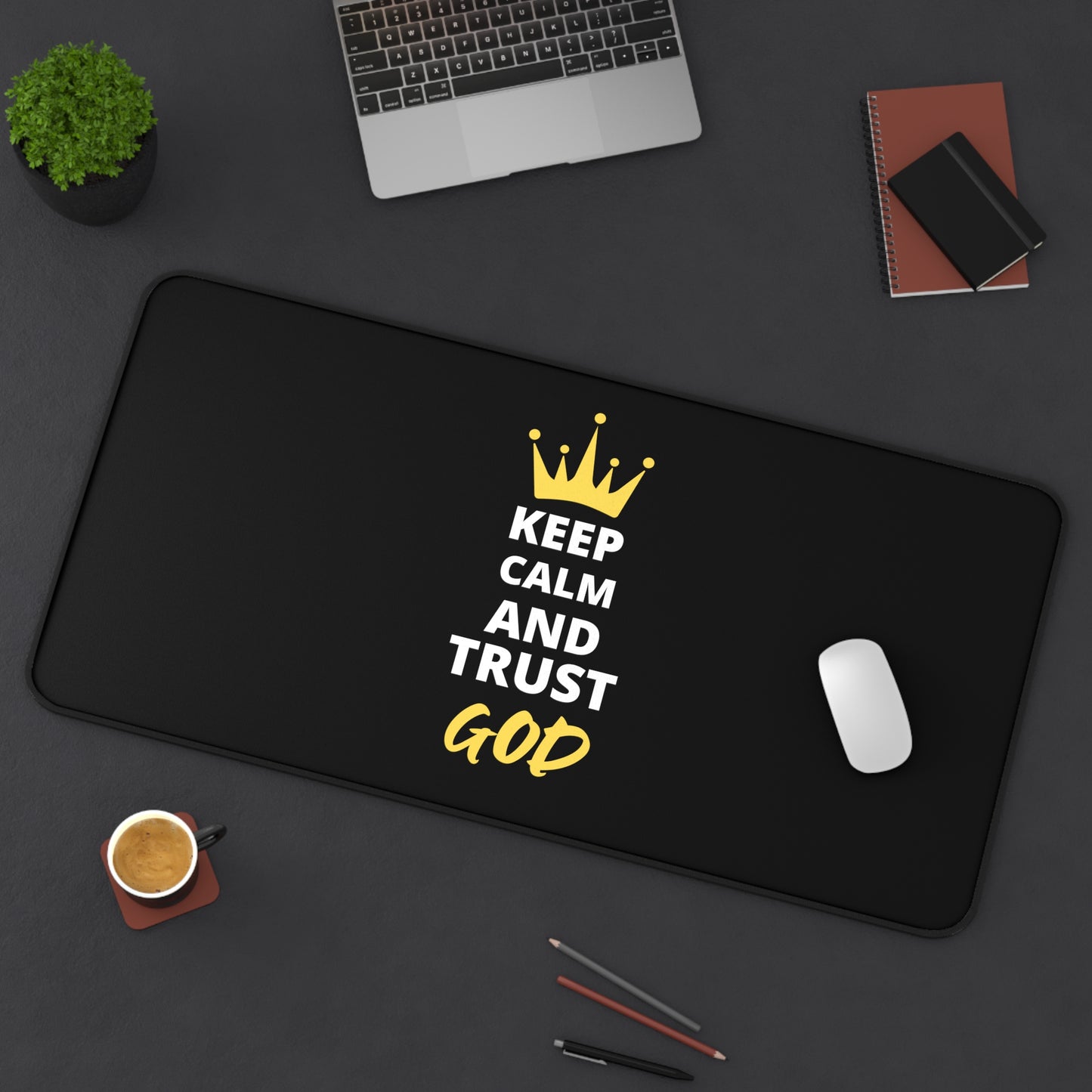 Keep Calm And Trust God Christian Computer Keyboard Mouse Desk Mat