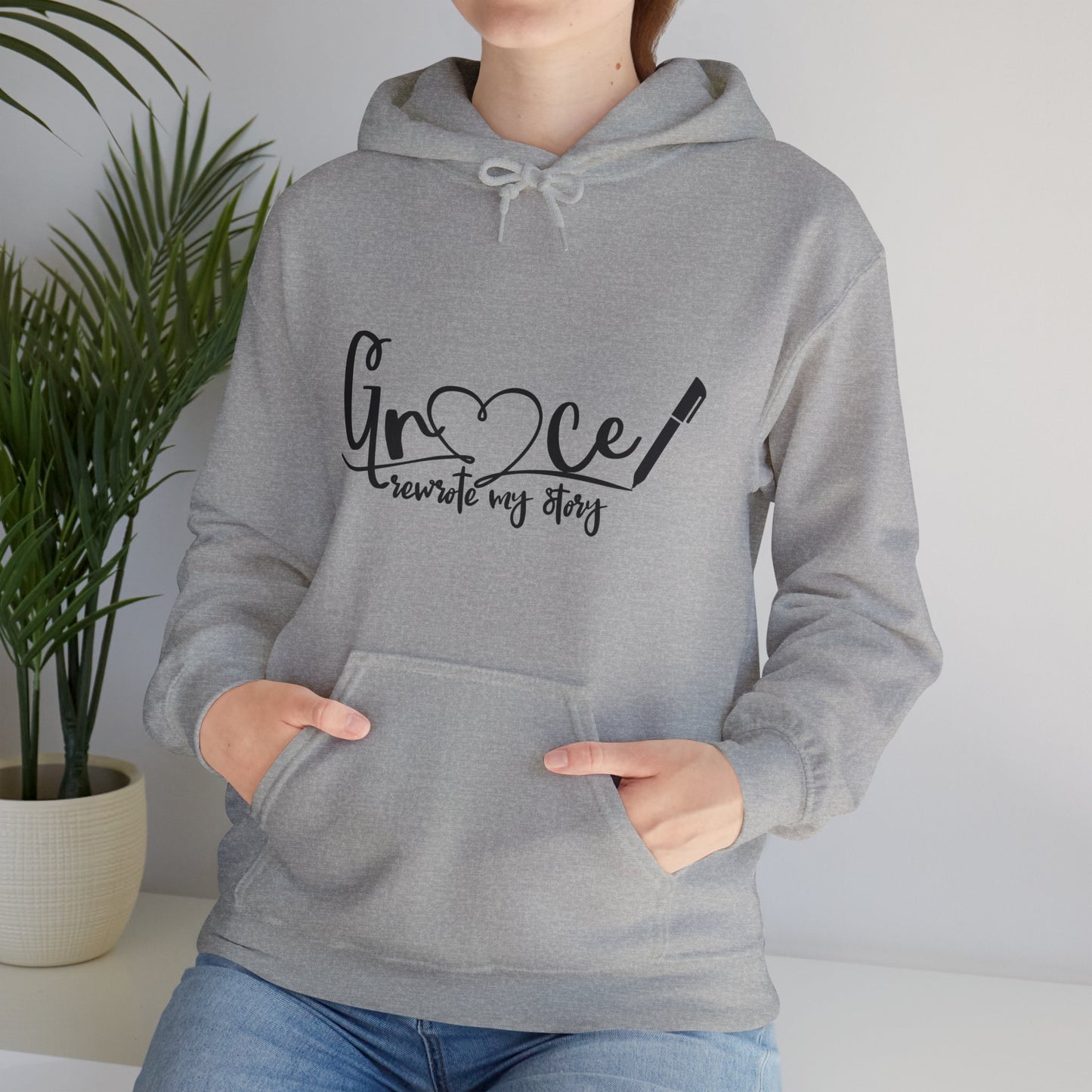 Grace Rewrote My Story Unisex Christian Pullover Hooded Sweatshirt