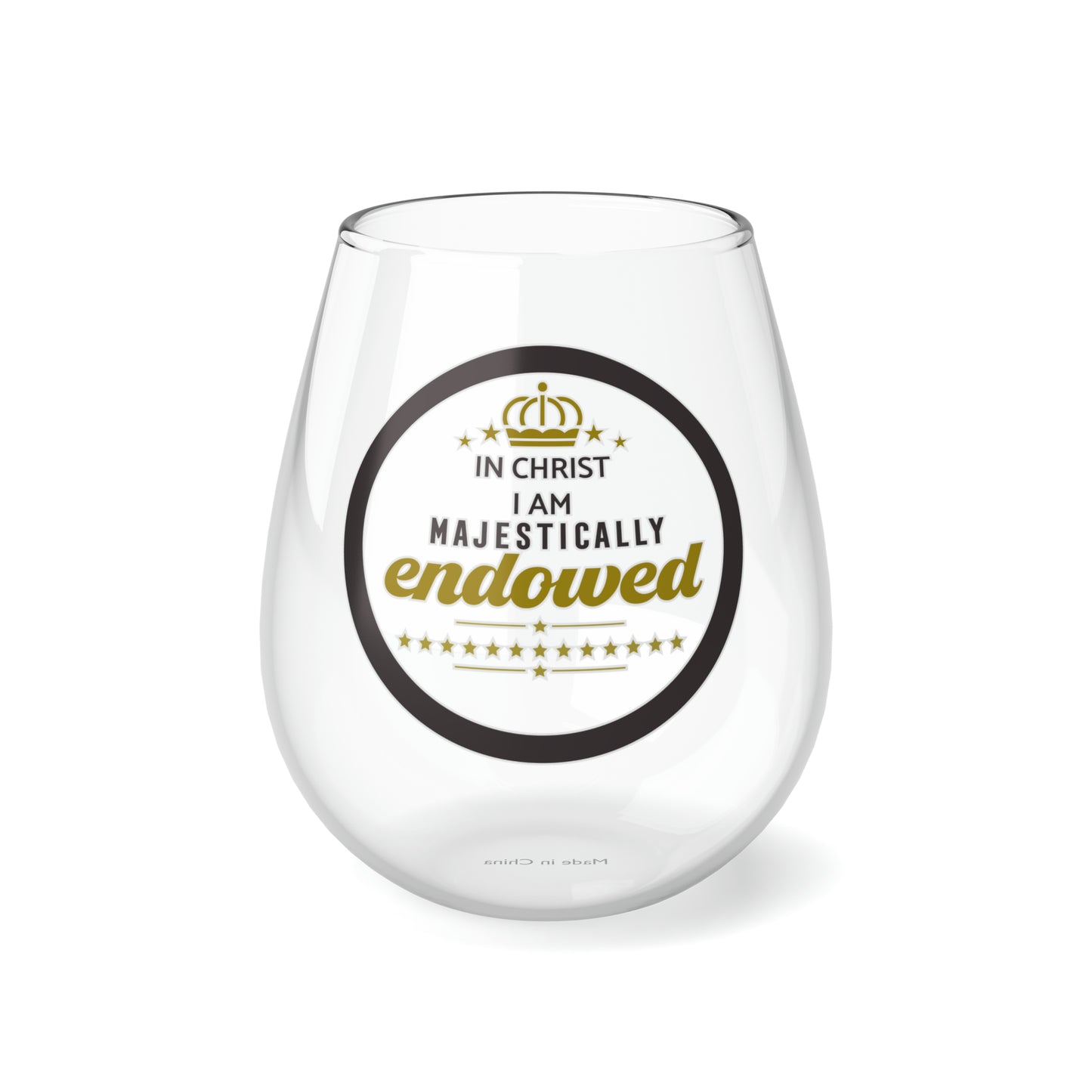 In Christ I Am Majestically Endowed Stemless Wine Glass, 11.75oz