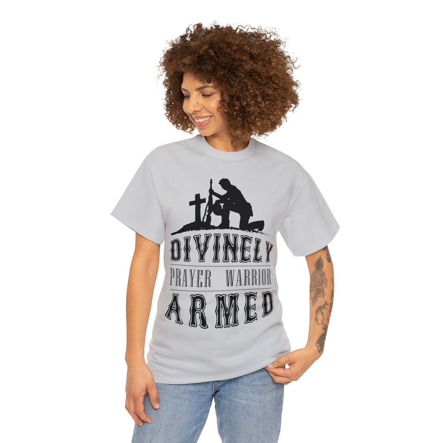 Divinely Armed Prayer Warrior Unisex Heavy Cotton Tee