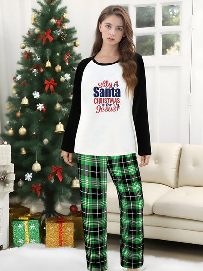 Silly Santa Unisex Christian Christmas Plaid Pajamas