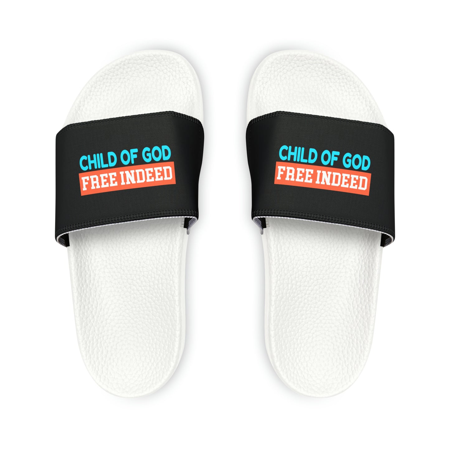 Child Of God Free Indeed Women's PU Christian Slide Sandals Printify