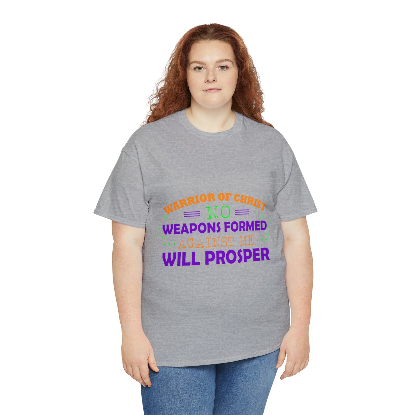 Warrior Of Christ No Weapons Formed Against Me Will Prosper Unisex Heavy Cotton Tee